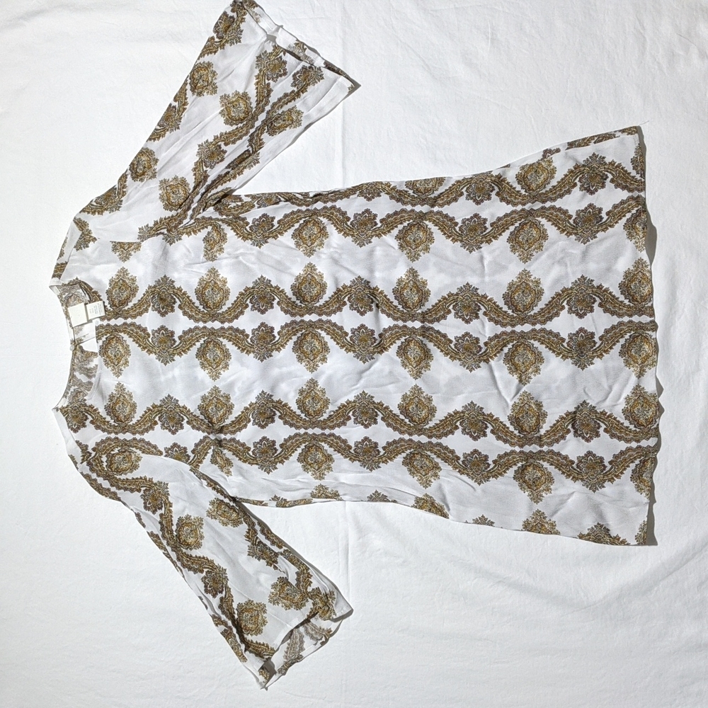 H&M White And Gold Paisley Dress
